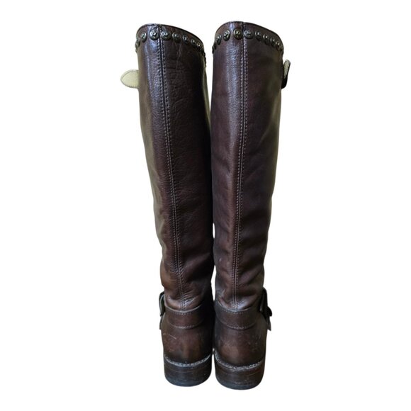 Ladies Frye Jenna Studded Brown Leather Boots - Picture 4 of 7